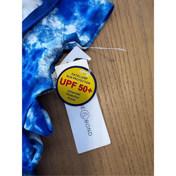 NWT Treasure & Bond Girls Cutout UPF 50+ One Piece Swimwear Blue White Size 7 - Picture 4 of 5